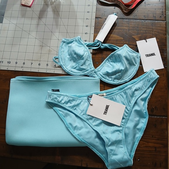 triangl swimwear Other - NWT TRIANGL sky high blue S bikini set w/ bag beach coquette fairy y2k doll